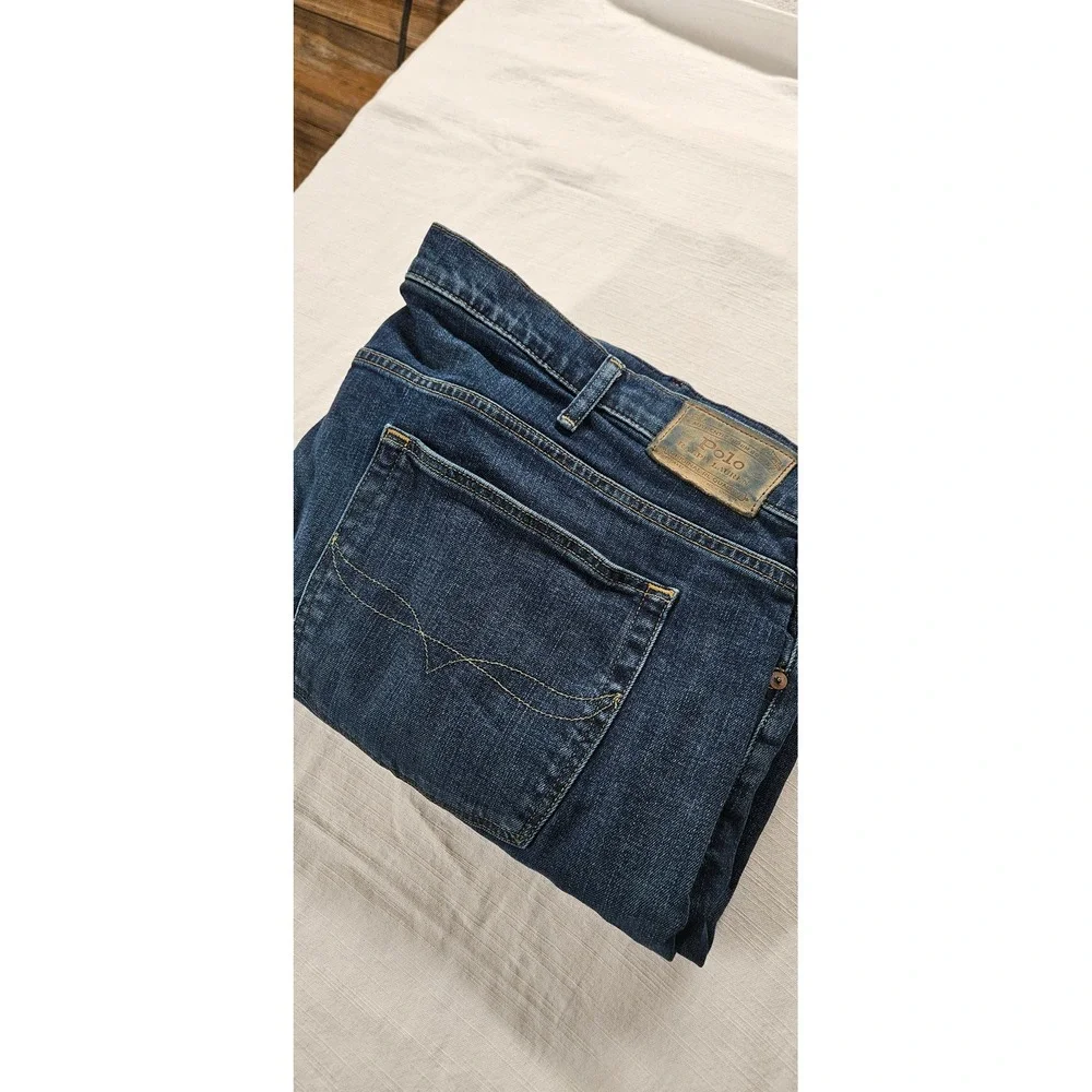 Polo Ralph Lauren Mens Straight Leg‎ Dark Wash Jeans 52x30 Blue Denim